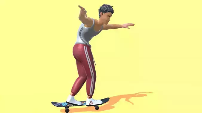 Skate Board Actions With avatars 3D model