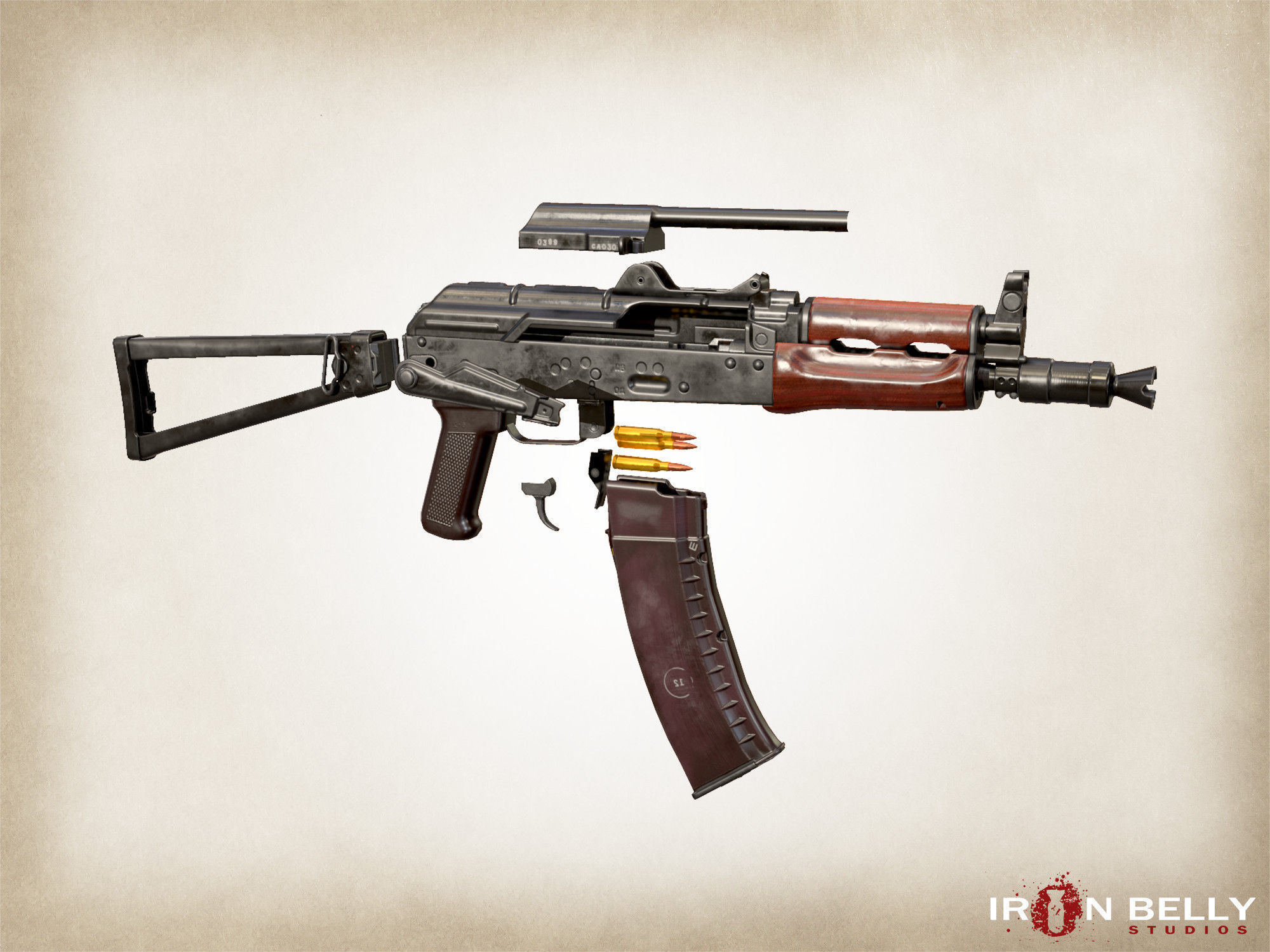 AAA FPS AKS74U Low-poly 3D model_9