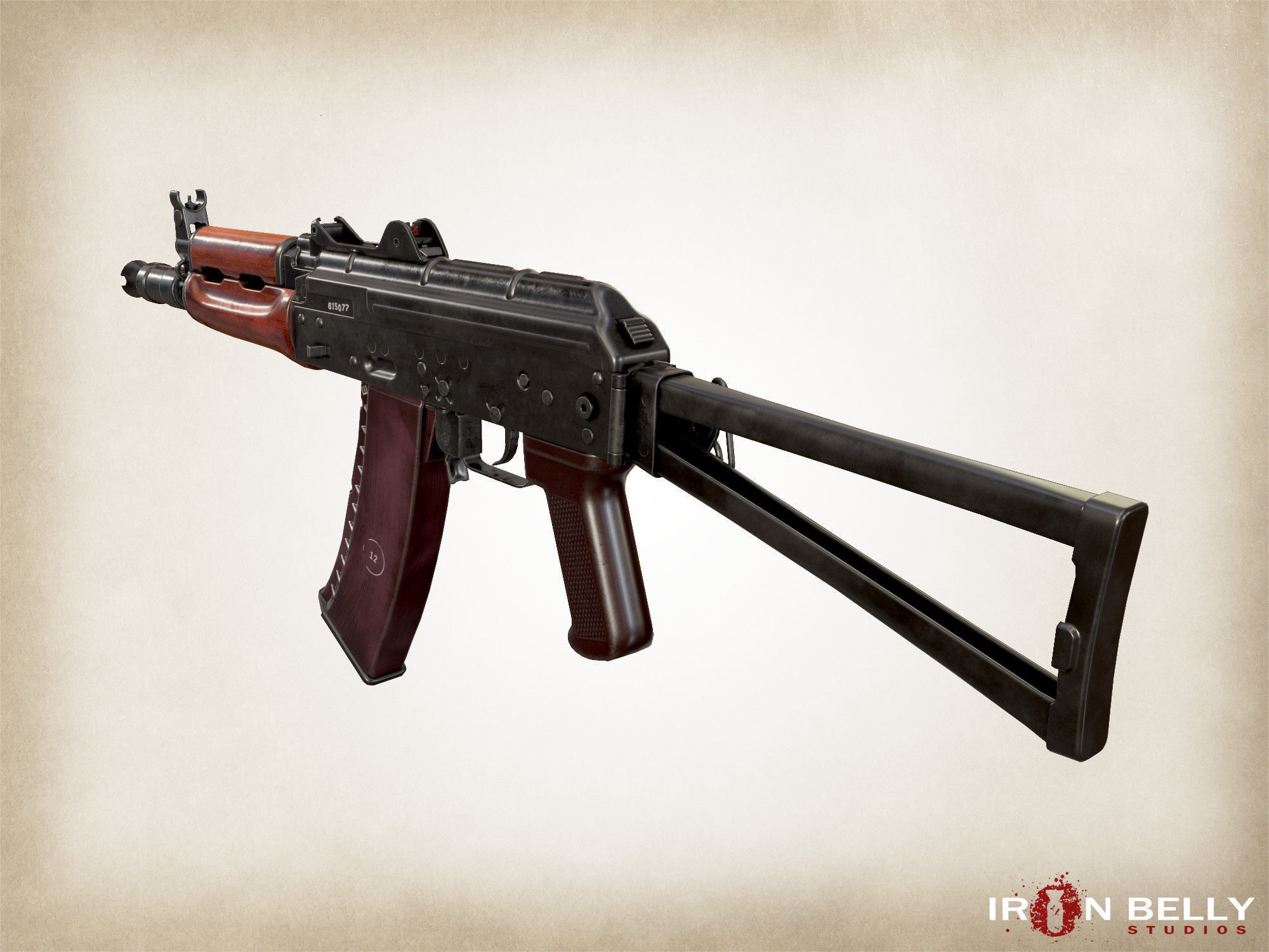 AAA FPS AKS74U Low-poly 3D model_5