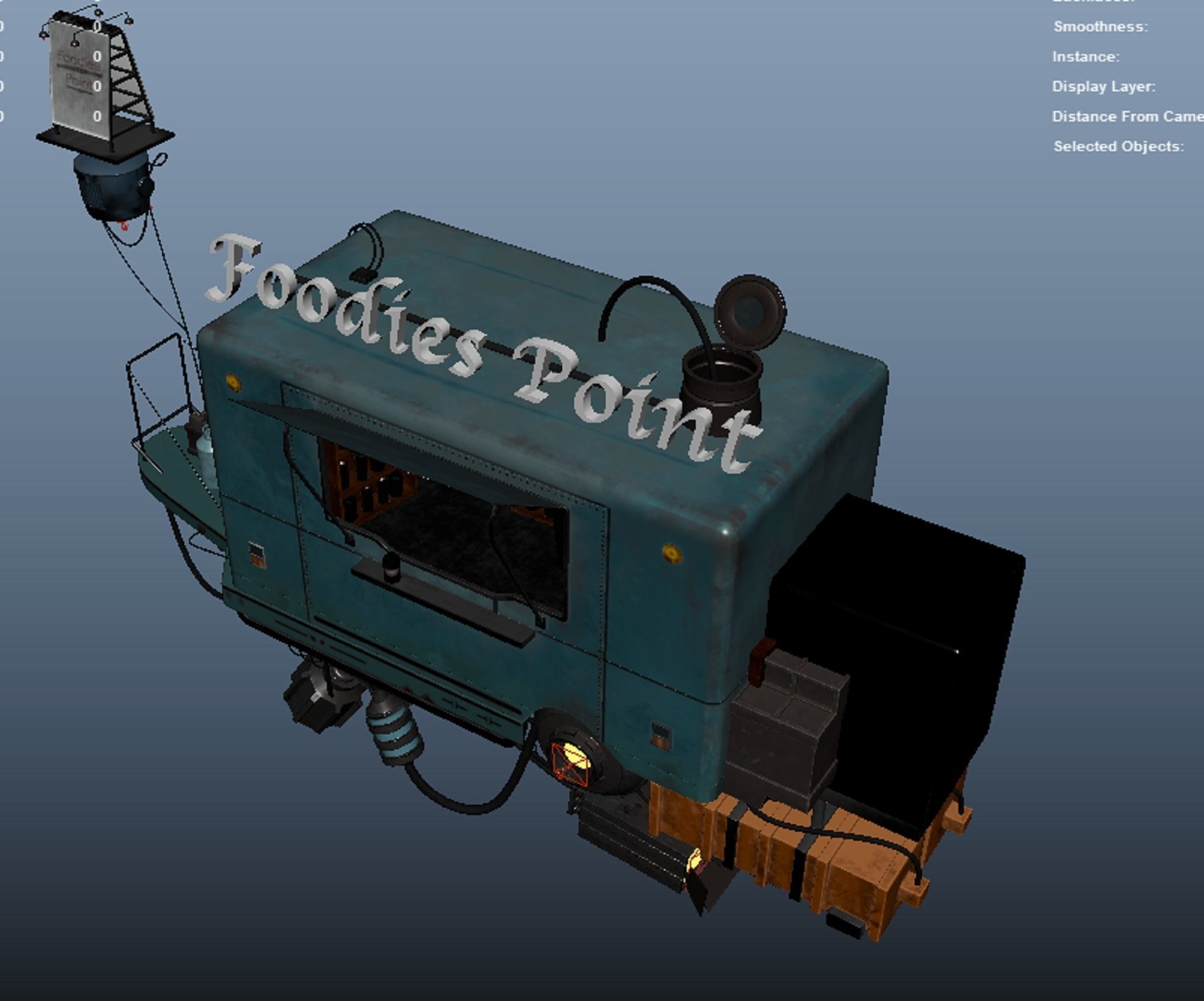 The Retro Style Futuristic Vendor Shop 3D model_10