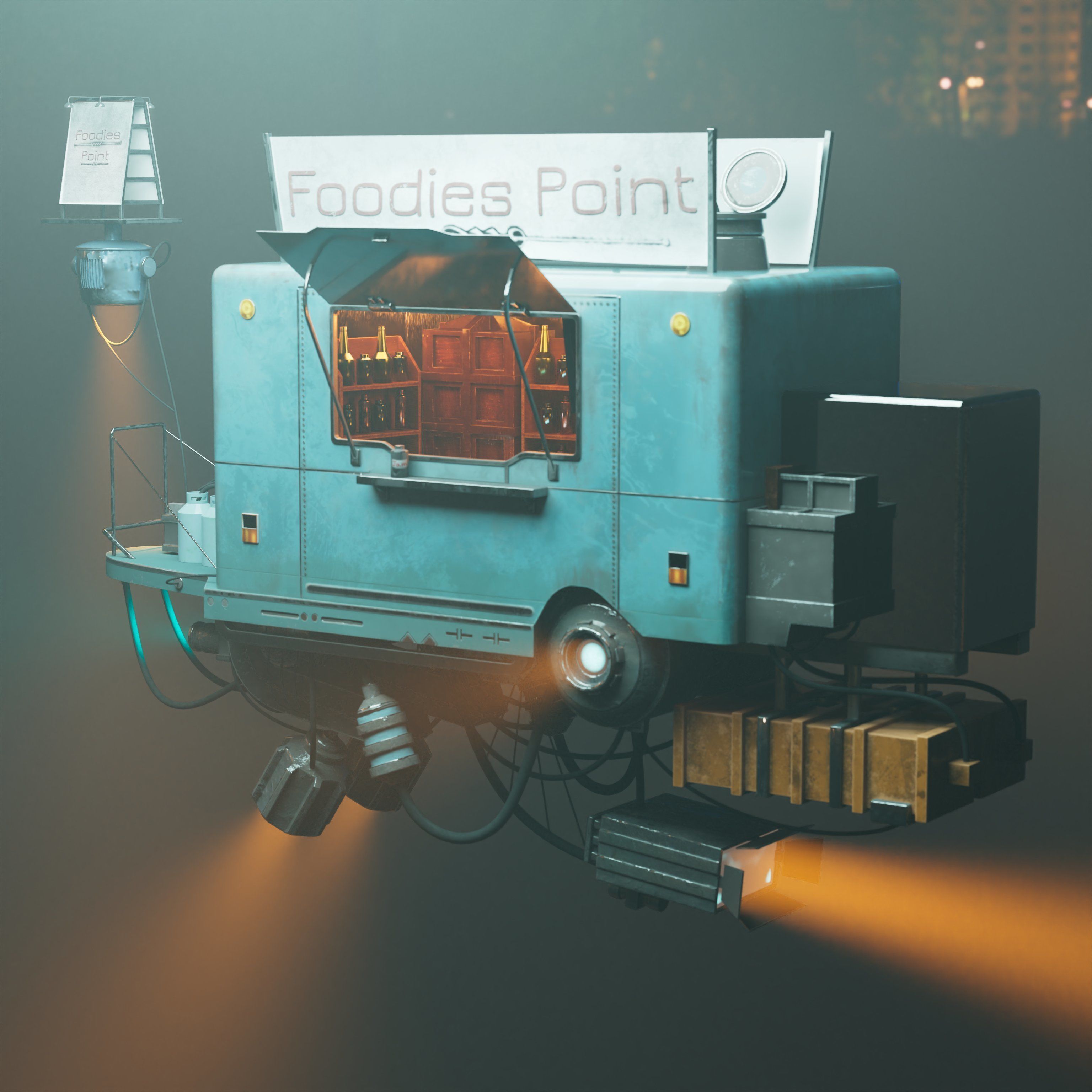 The Retro Style Futuristic Vendor Shop 3D model_5