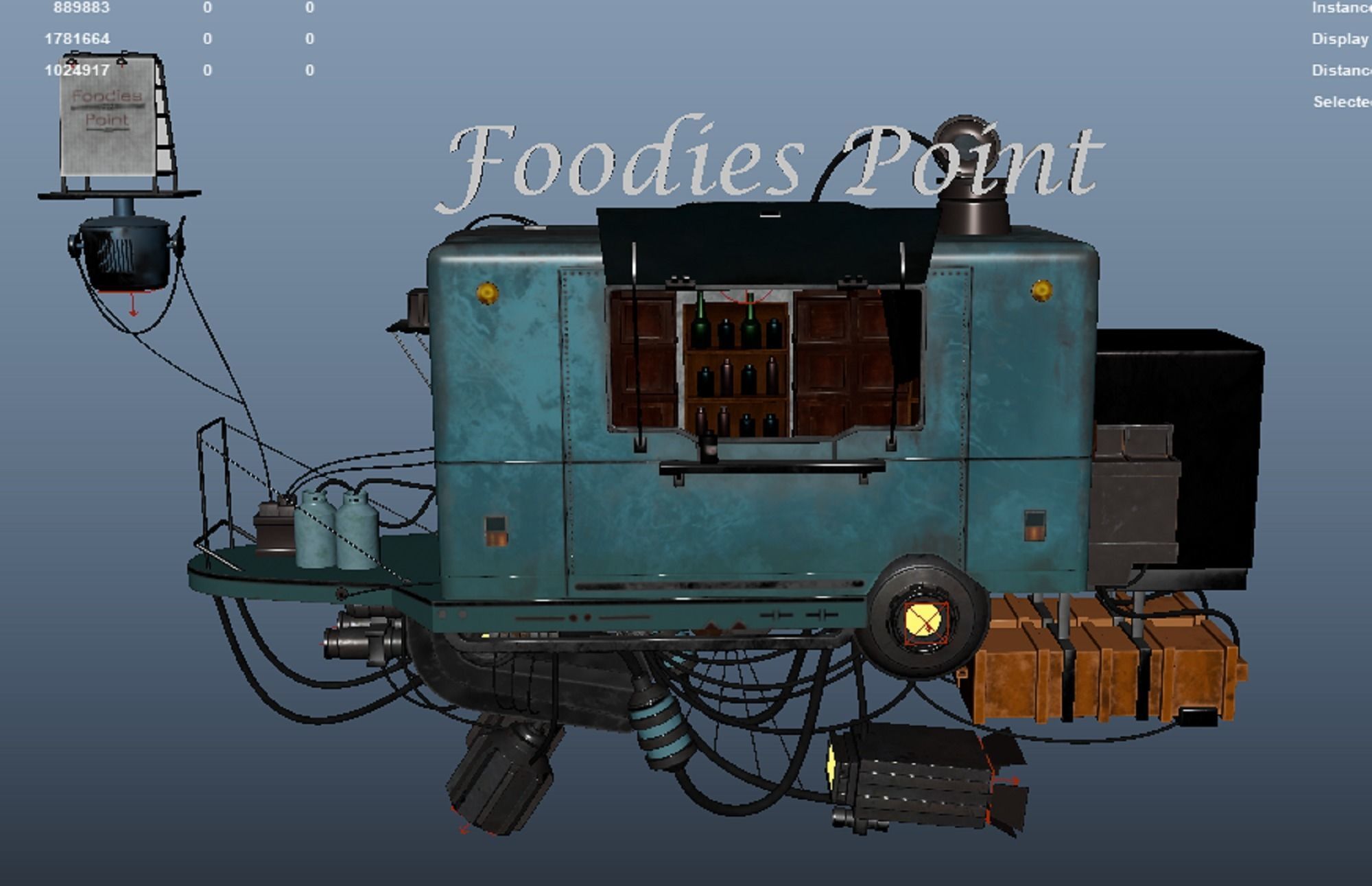 The Retro Style Futuristic Vendor Shop 3D model_6