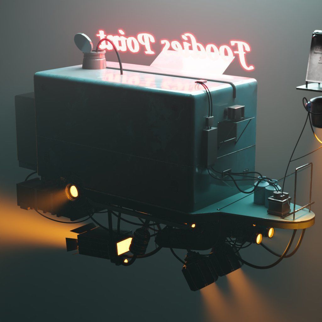 The Retro Style Futuristic Vendor Shop 3D model_3