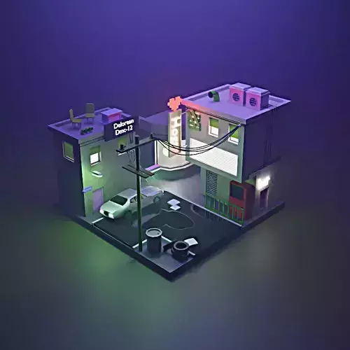 3D CYBERPUNK city  Low-poly 3D model