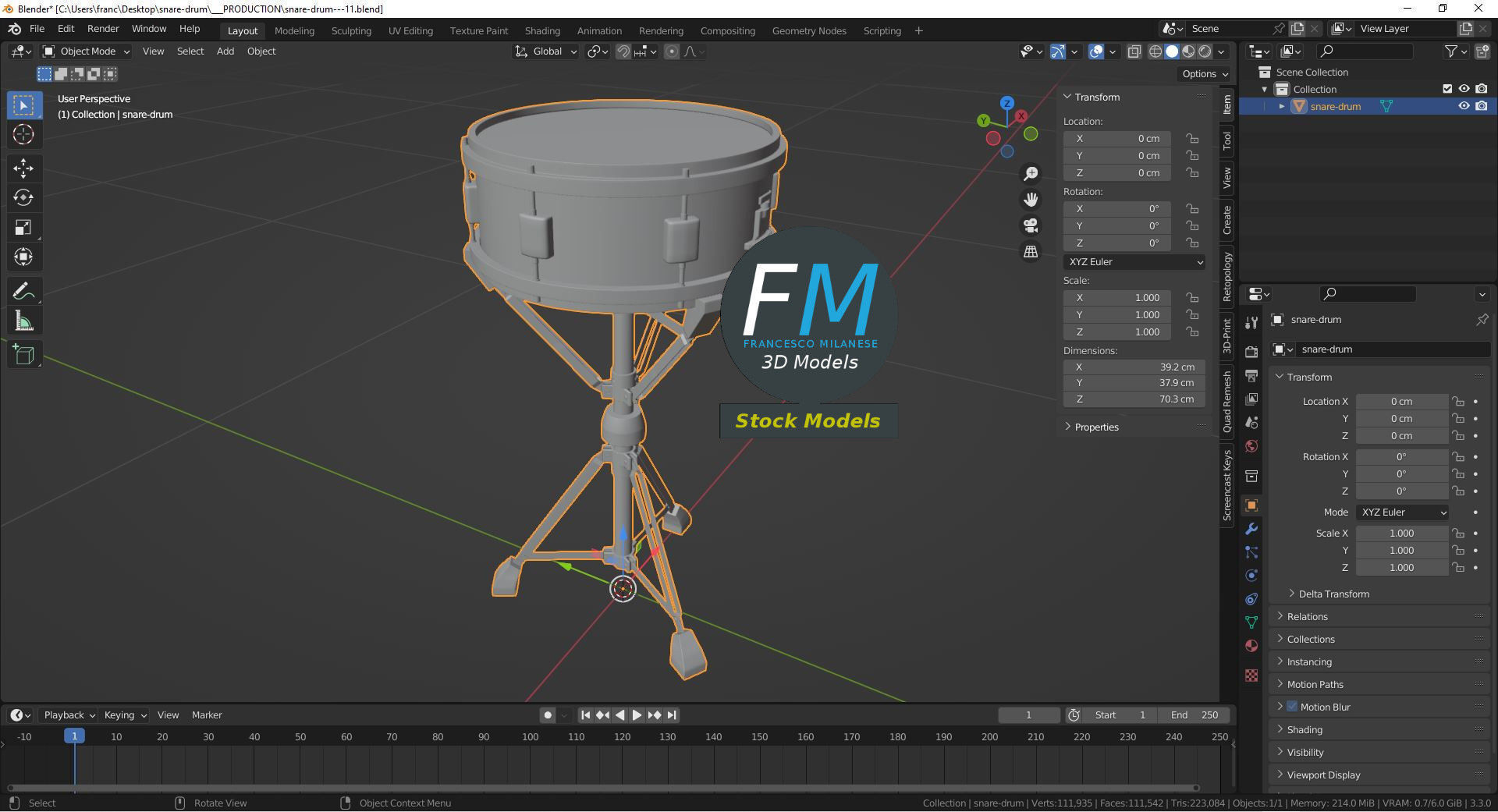 Snare drum 3D model_9