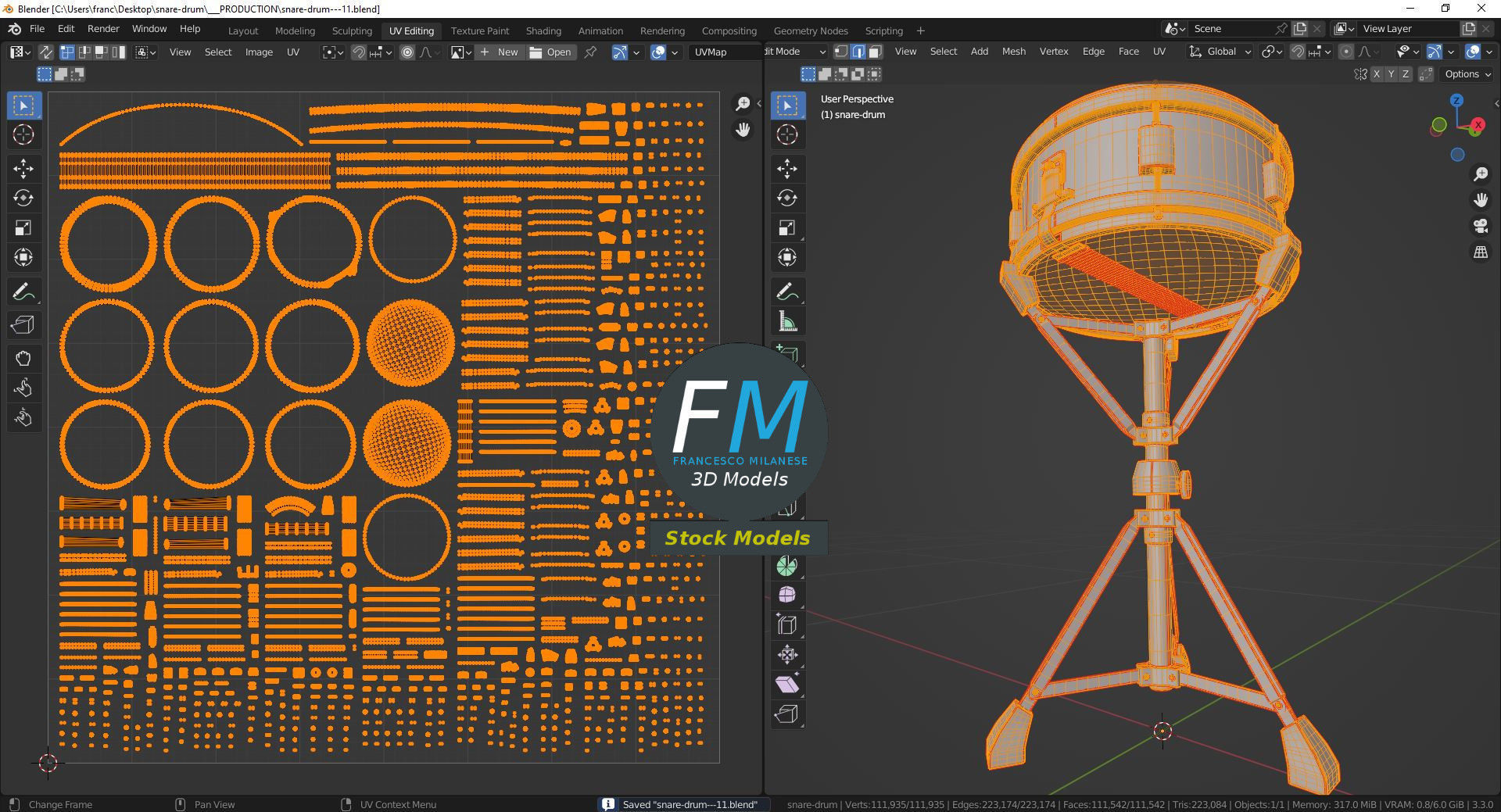 Snare drum 3D model_10