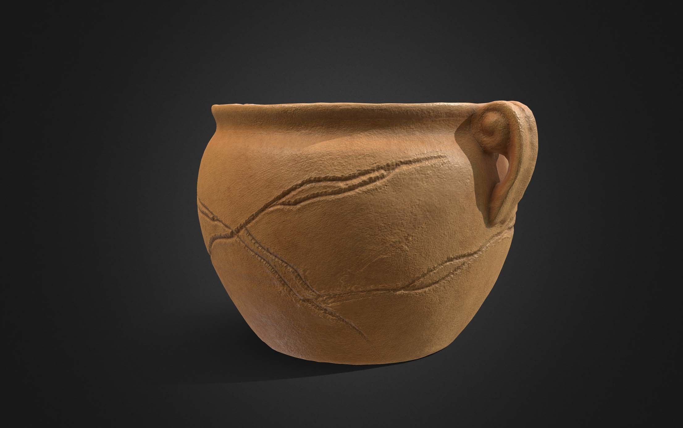 Clay Pot 01 - Optimized Scan Low-poly 3D model_3
