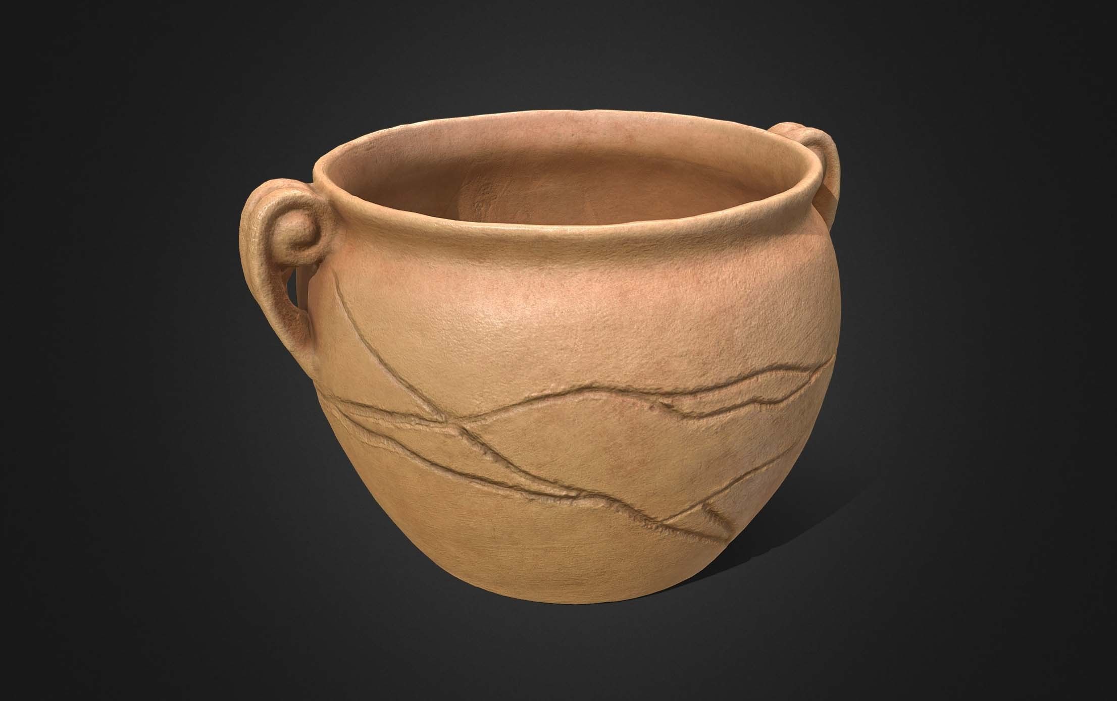 Clay Pot 01 - Optimized Scan Low-poly 3D model_1