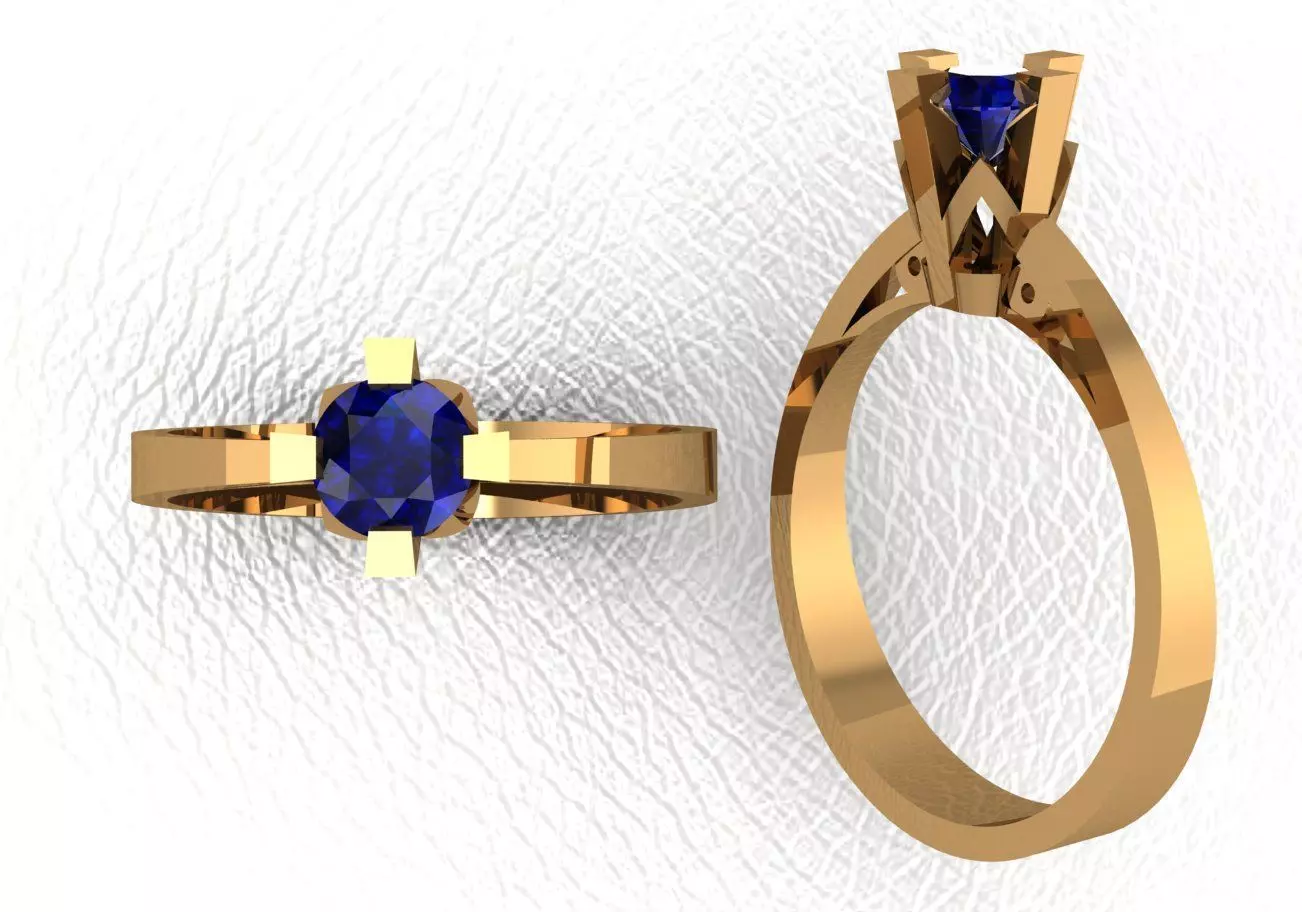 Rings sapphire engagement ring gold 3D print model_0