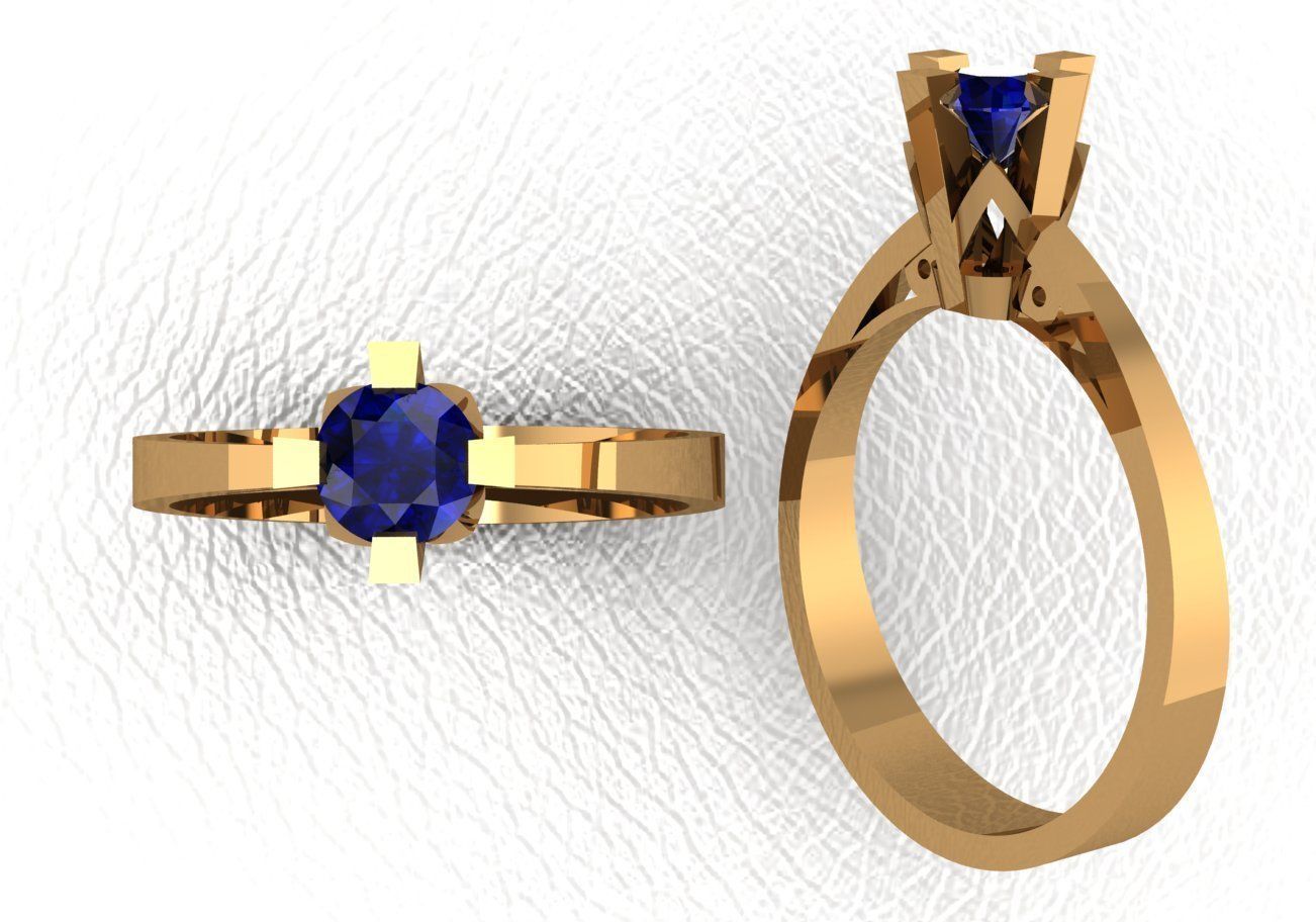 Rings sapphire engagement ring gold 3D print model_28