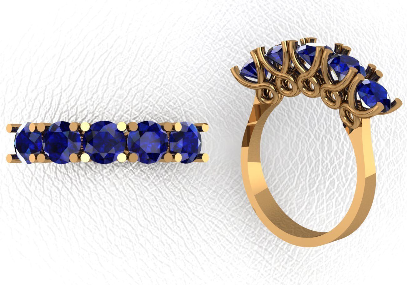 Rings sapphire ring gold 3D print model_31
