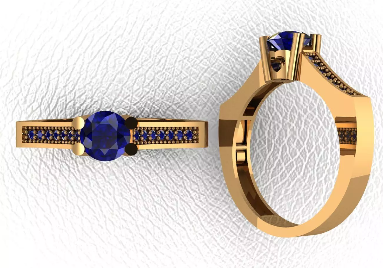 Rings sapphire engagement ring gold 3D print model_0