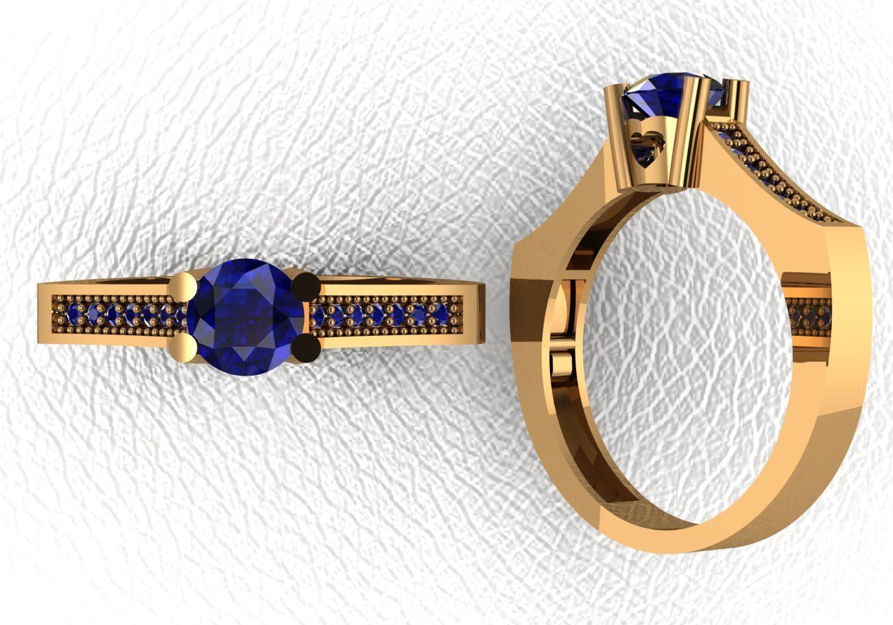 Rings sapphire engagement ring gold 3D print model_1