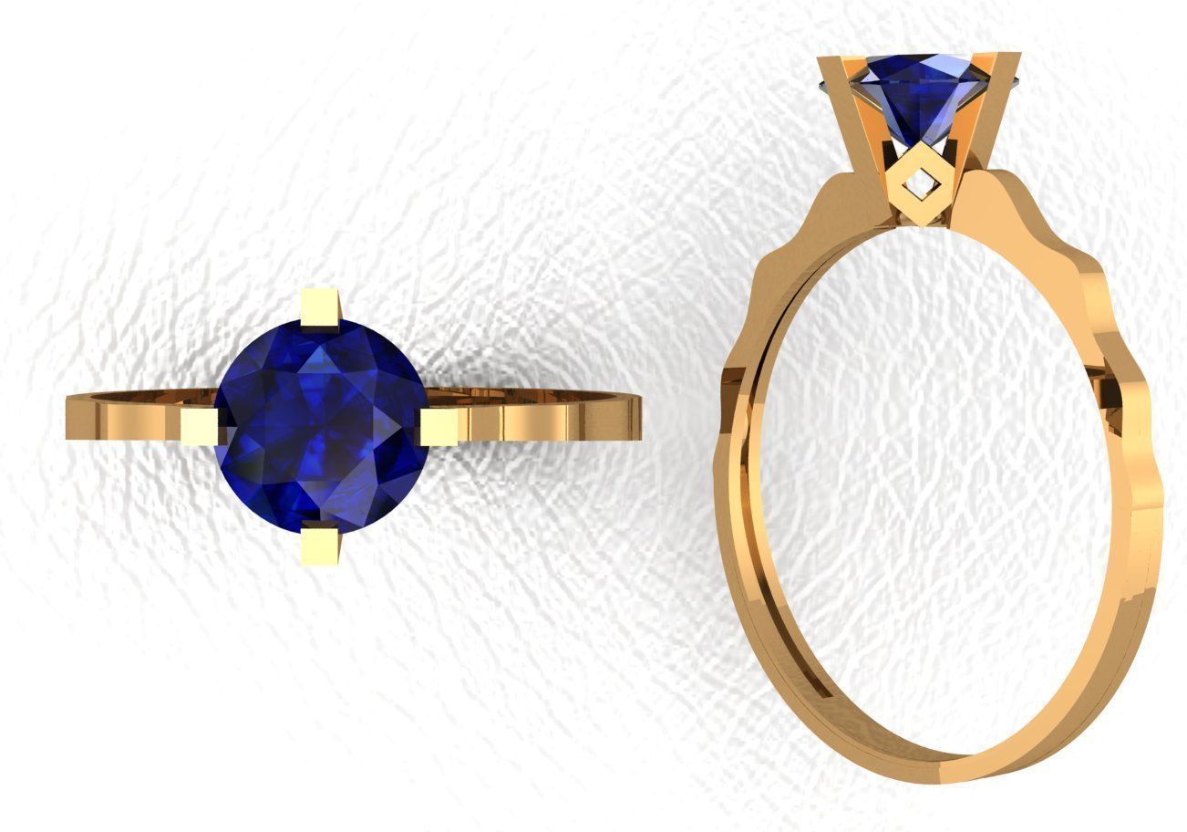 Rings sapphire engagement ring gold 3D print model_1