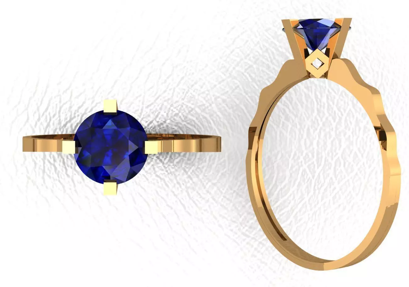 Rings sapphire engagement ring gold 3D print model_0