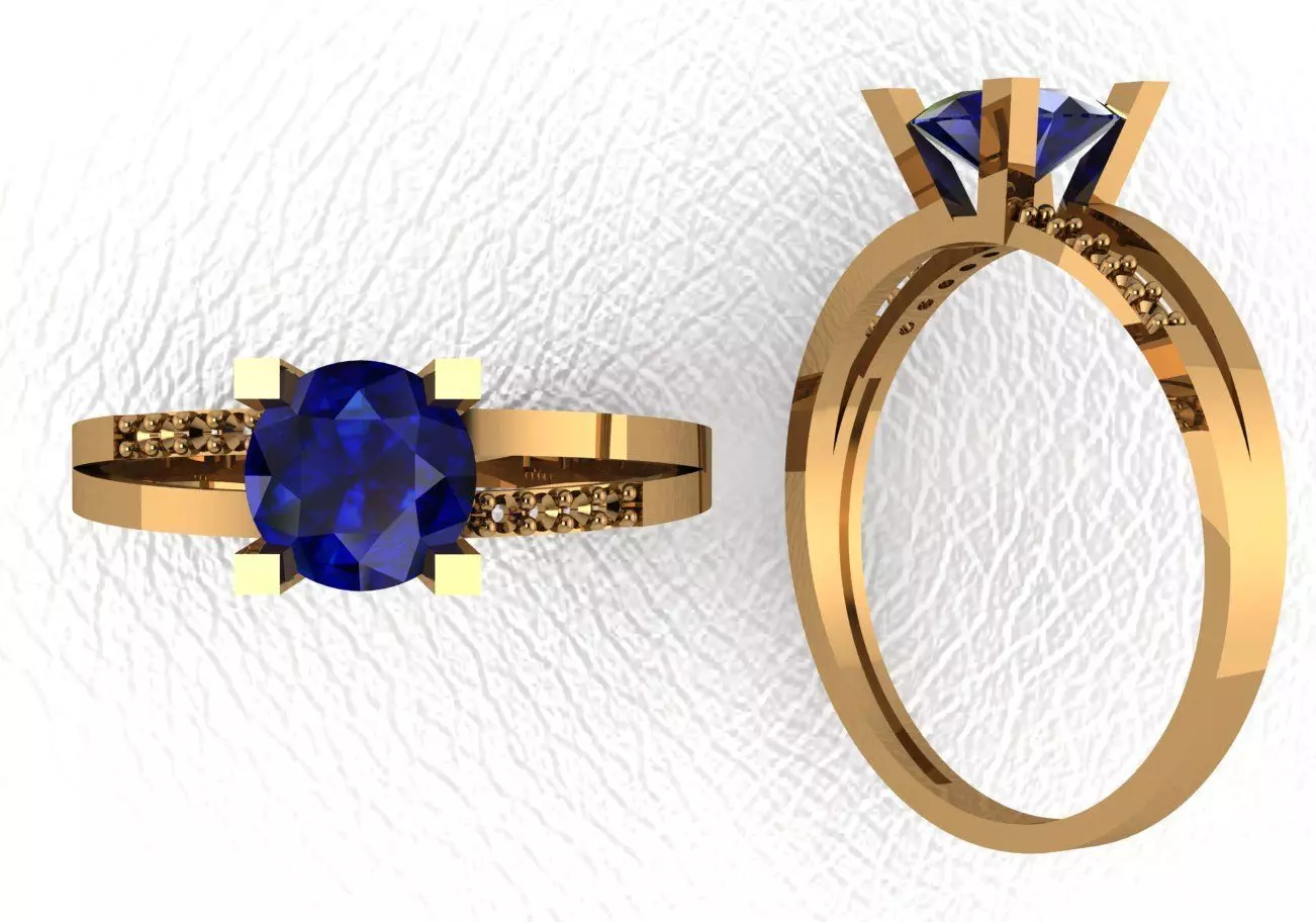 Rings sapphire and diamond engagement ring 3D print model_0