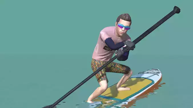 SUP Surfing Actions 3D model