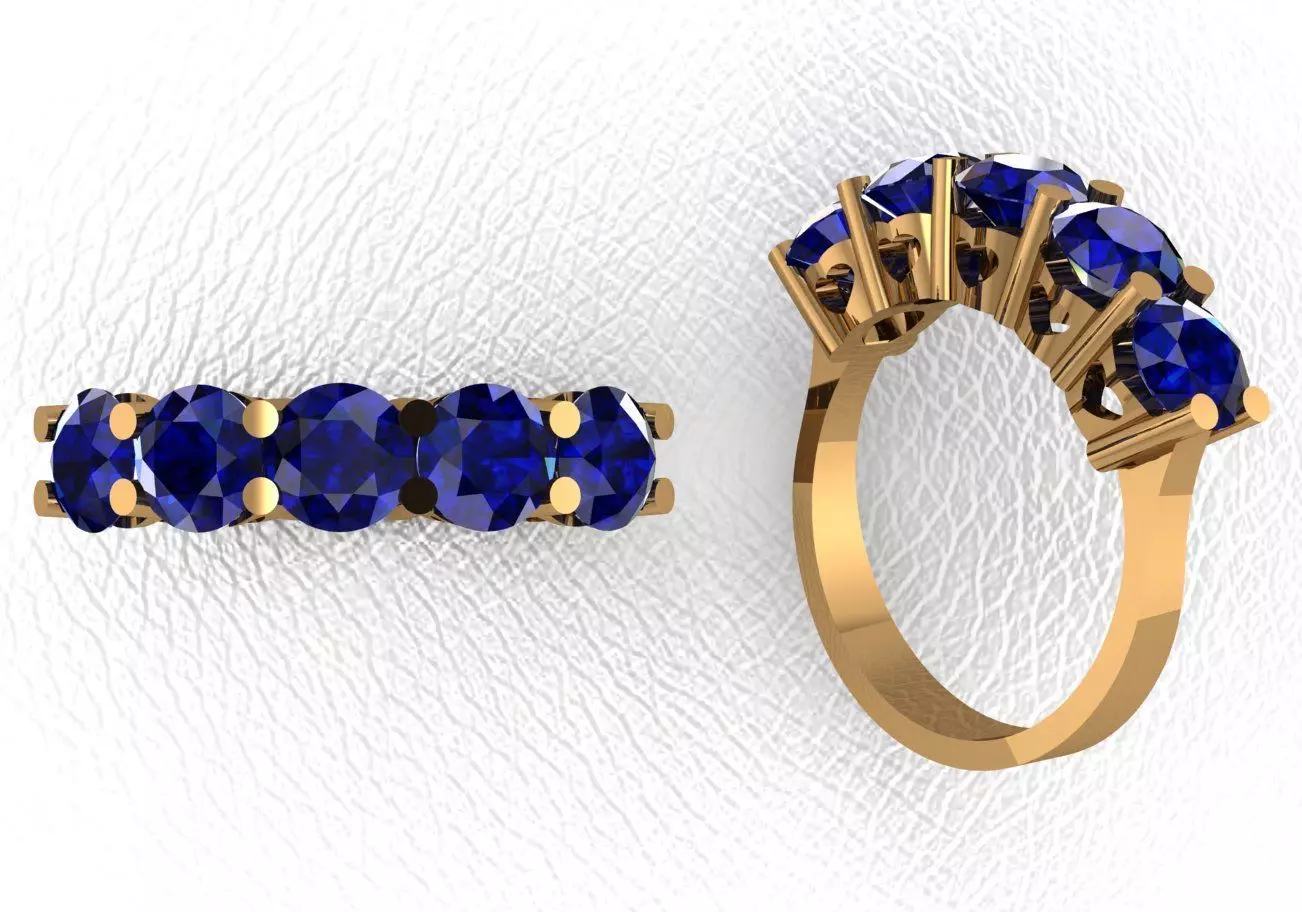 rings sapphire ring set gold 3D print model_0