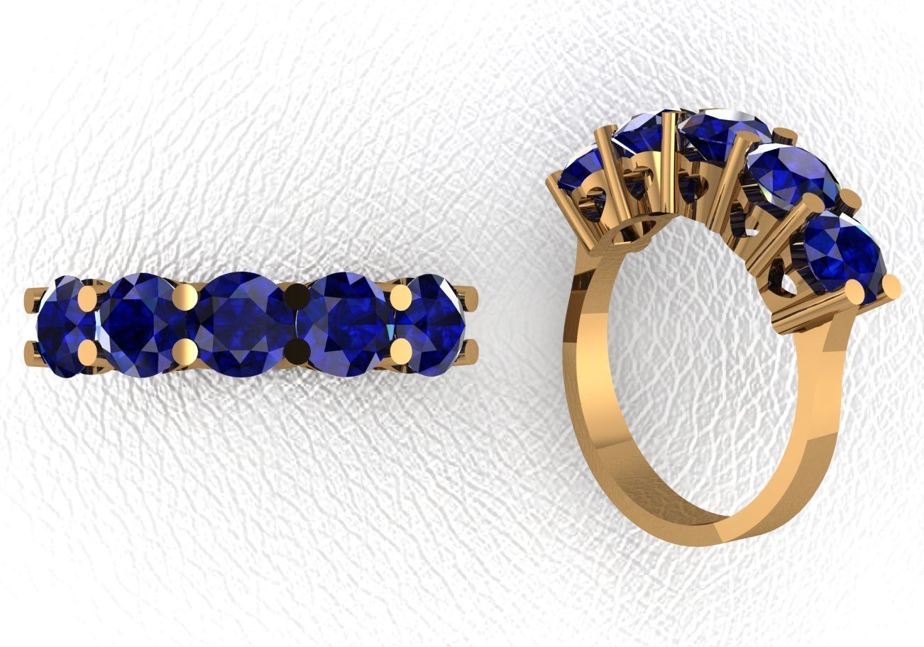 rings sapphire ring set gold 3D print model_26