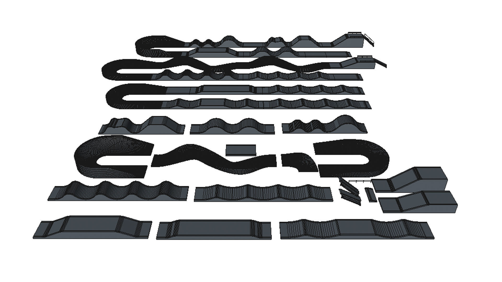 Pump track kit   and 3 pre-built tracks 3D model_1
