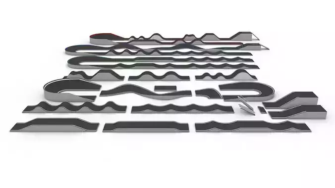 Pump track kit   and 3 pre-built tracks 3D model