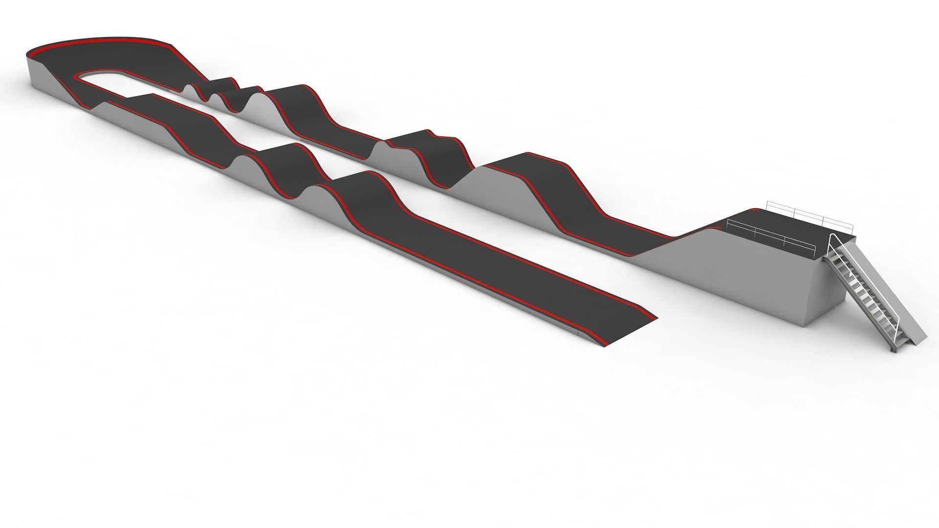 Pump track kit   and 3 pre-built tracks 3D model_4