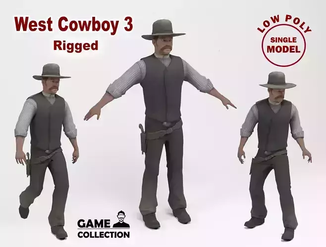 West Cowboy 3 Low-poly 3D model