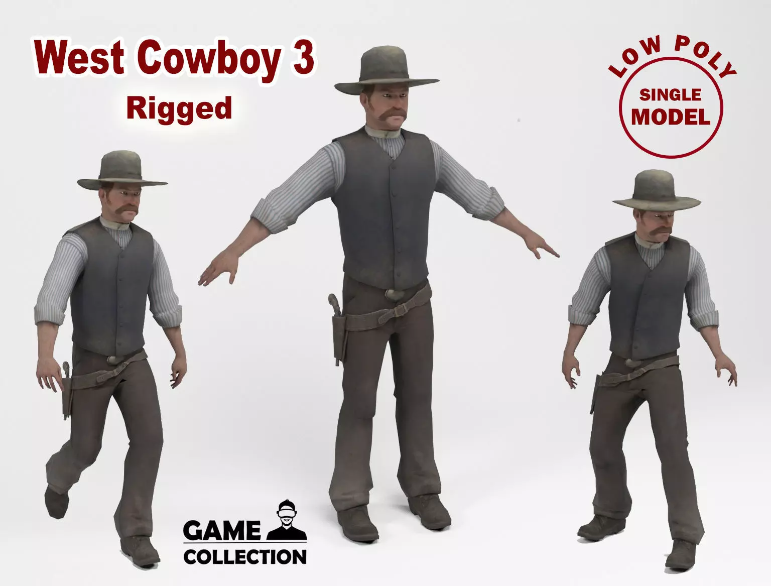 West Cowboy 3 Low-poly 3D model_0