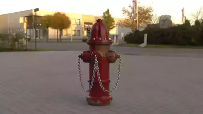 Red fire hydrant water pump Low-poly game ready realistic model