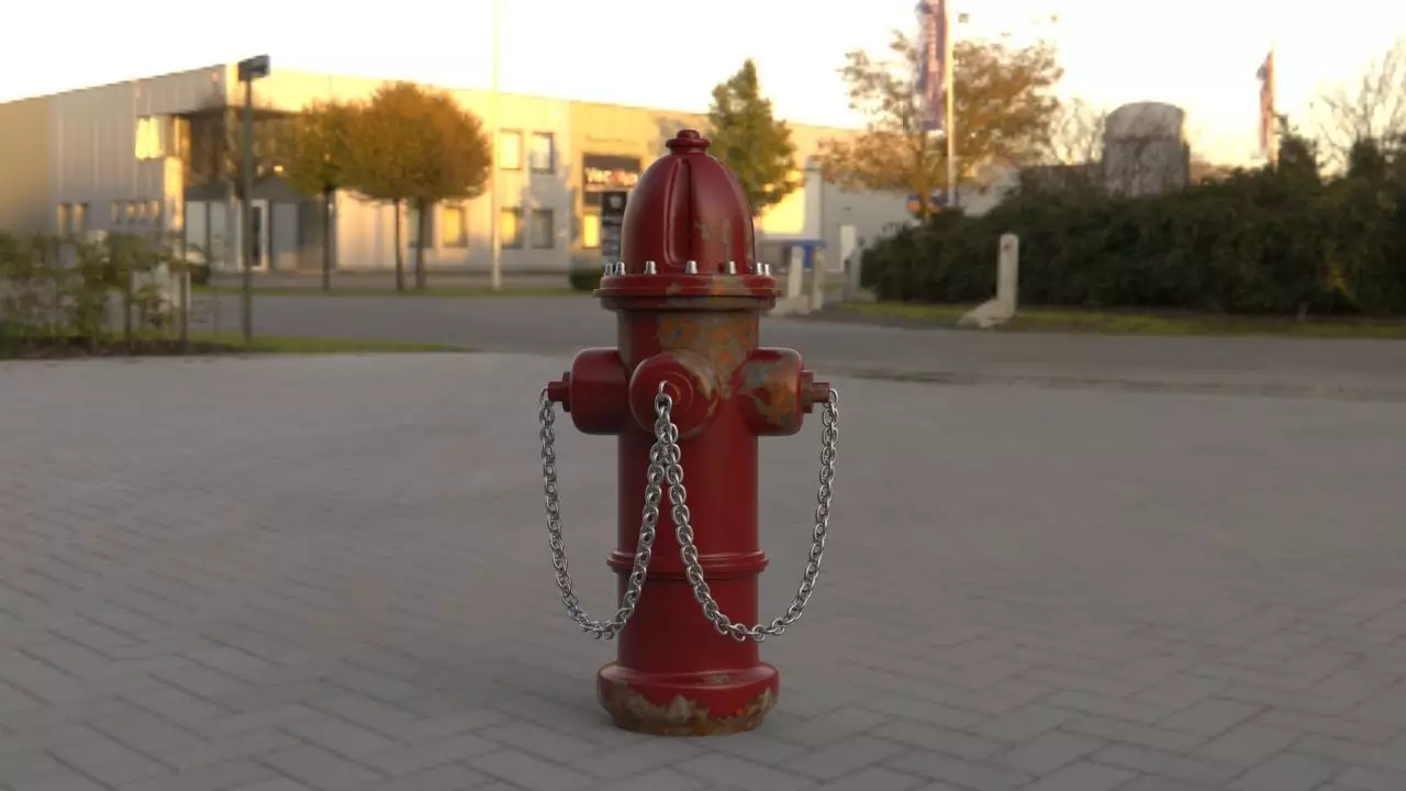 Red fire hydrant water pump Low-poly game ready realistic model Free low-poly 3D model_0