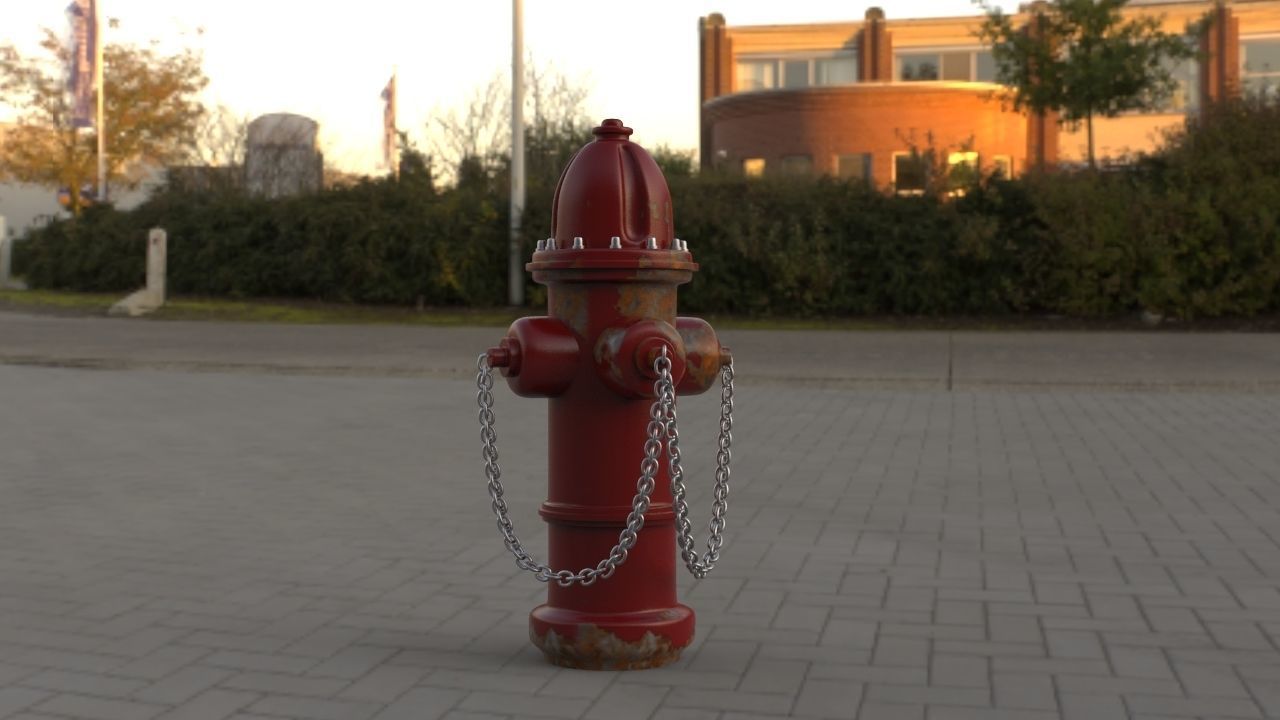 Red fire hydrant water pump Low-poly game ready realistic model Free low-poly 3D model_5