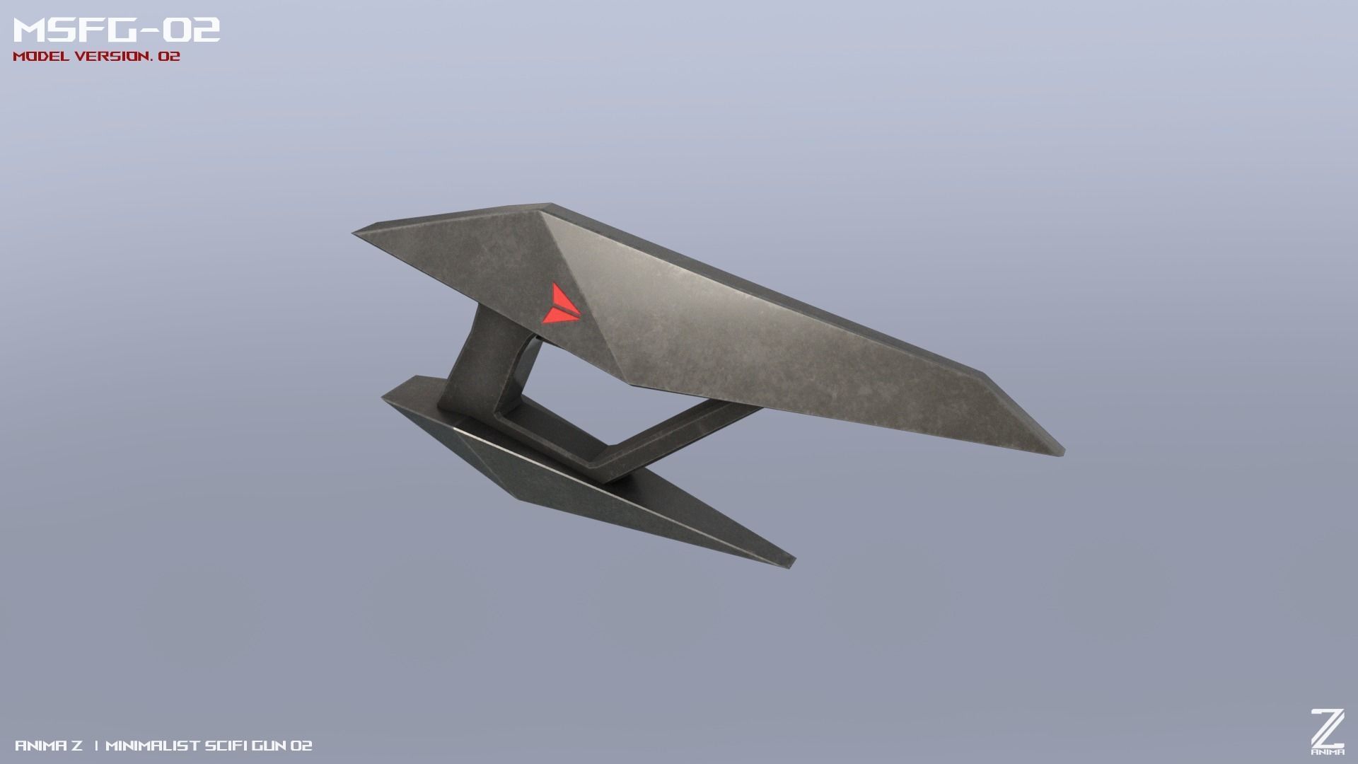 Minimalist scifi gun Low-poly 3D model_6