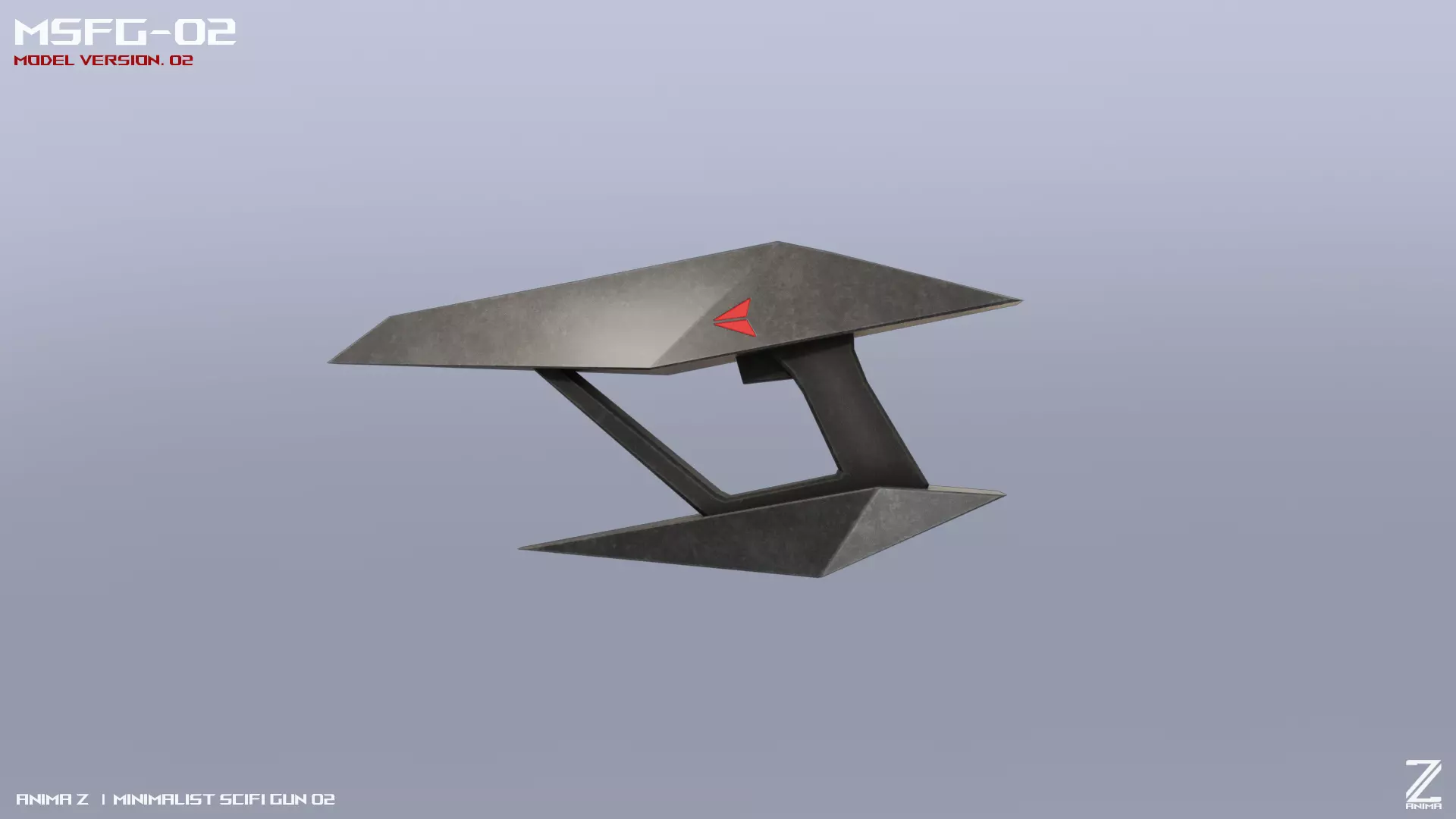 Minimalist scifi gun Low-poly 3D model_0