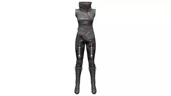 Dystopian Futuristic Sci-fi Outfit Top Pants Boots