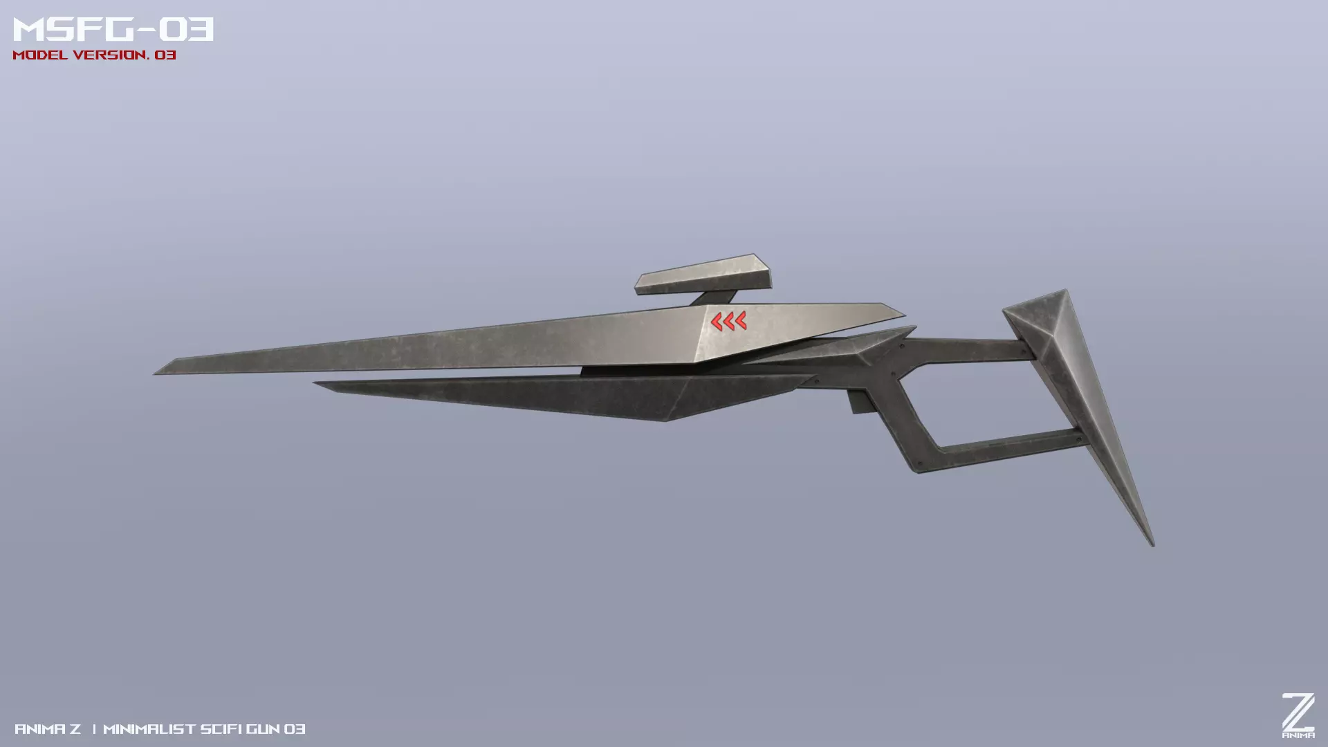 Minimalist scifi gun Low-poly 3D model_0