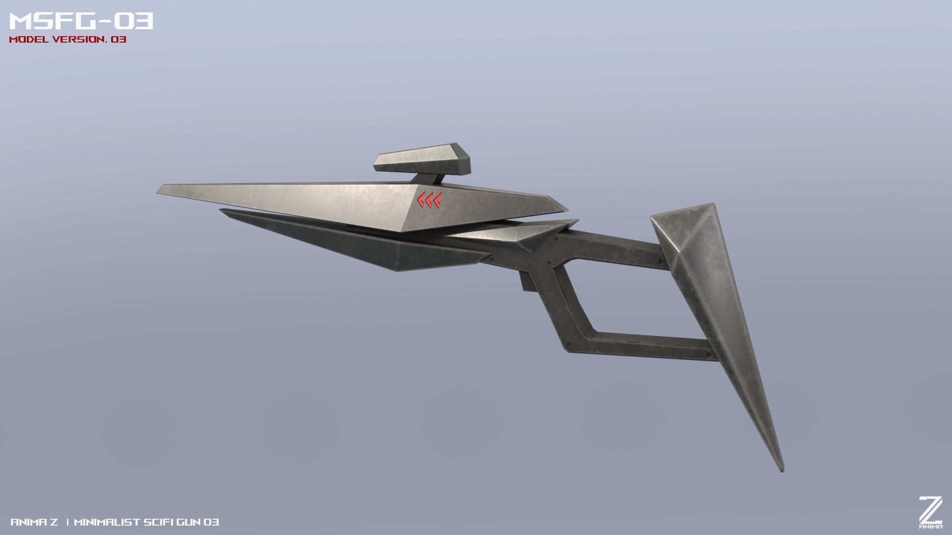 Minimalist scifi gun Low-poly 3D model_4