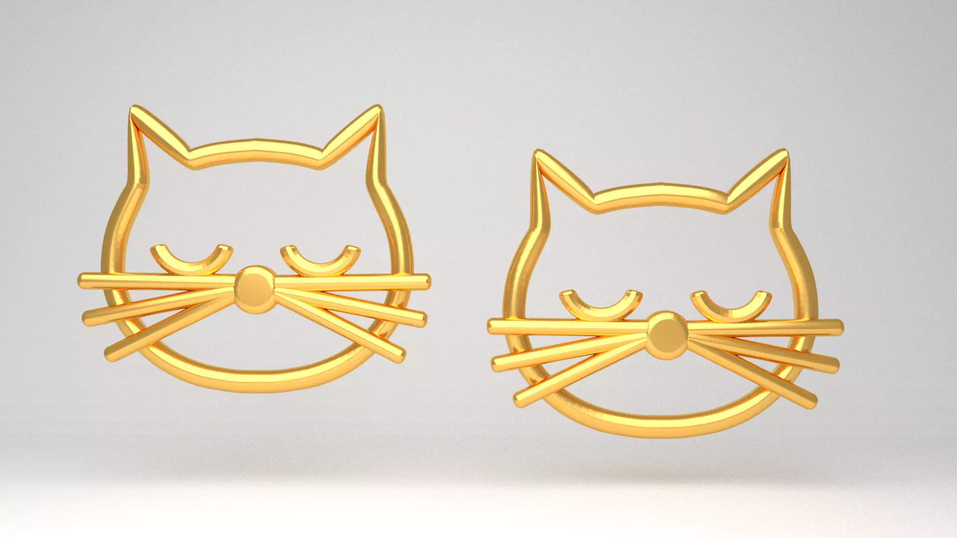 40K Jewelry Gold Cat Earrings  Low-poly 3D model_0