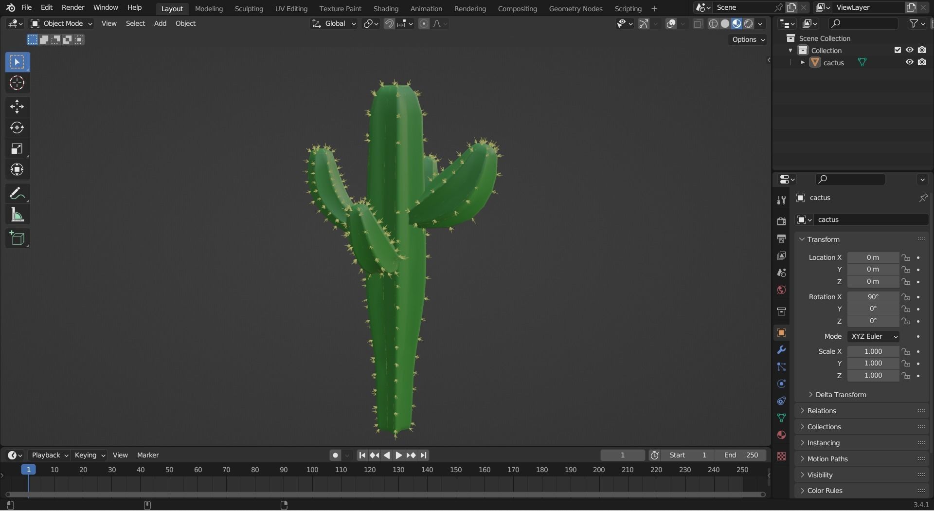 Cactus Low-poly 3D model_4