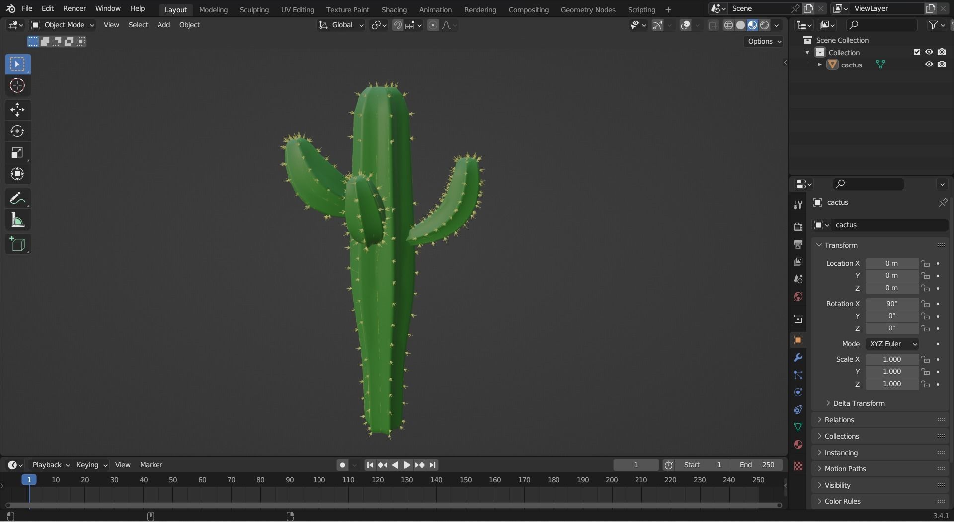Cactus Low-poly 3D model_1