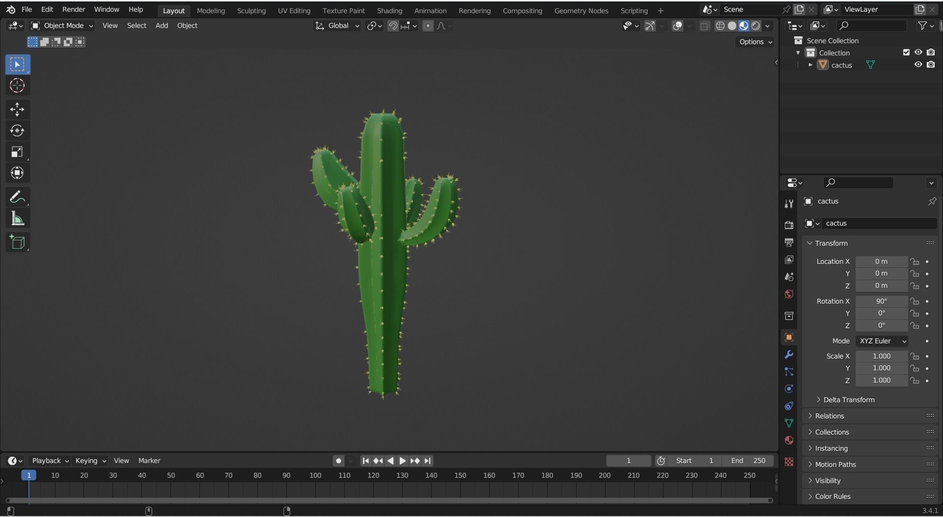 Cactus Low-poly 3D model_5