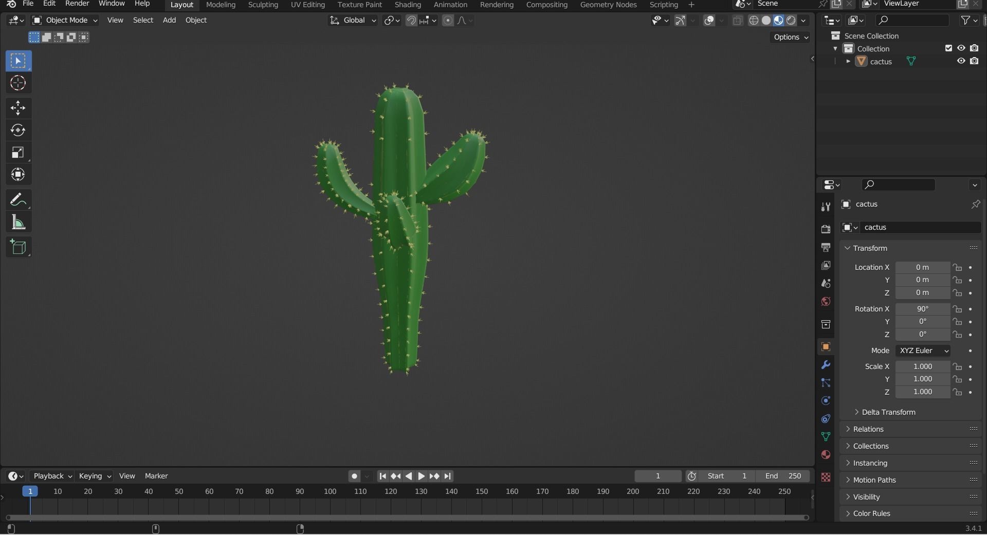 Cactus Low-poly 3D model_2