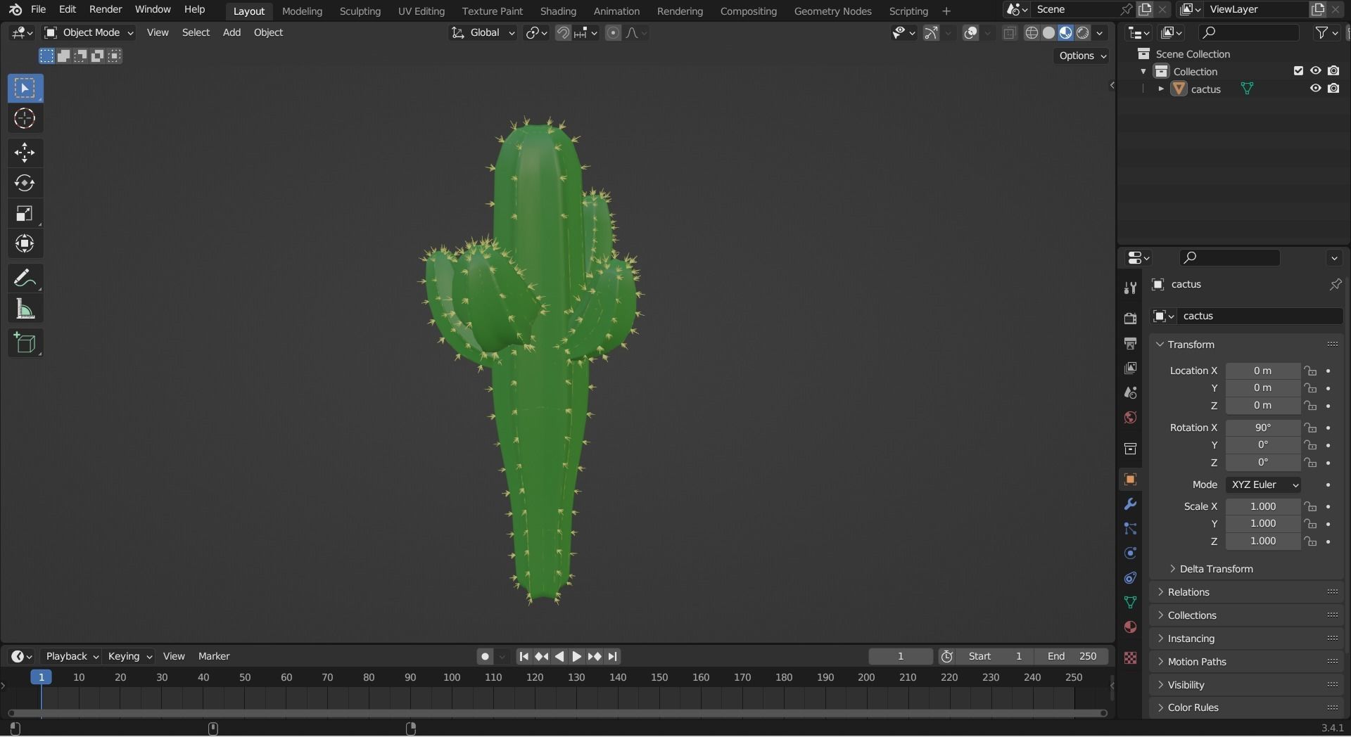 Cactus Low-poly 3D model_3