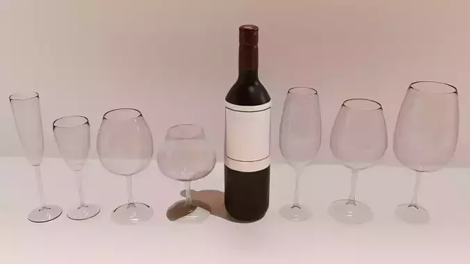 Wine bottle and wine glasses