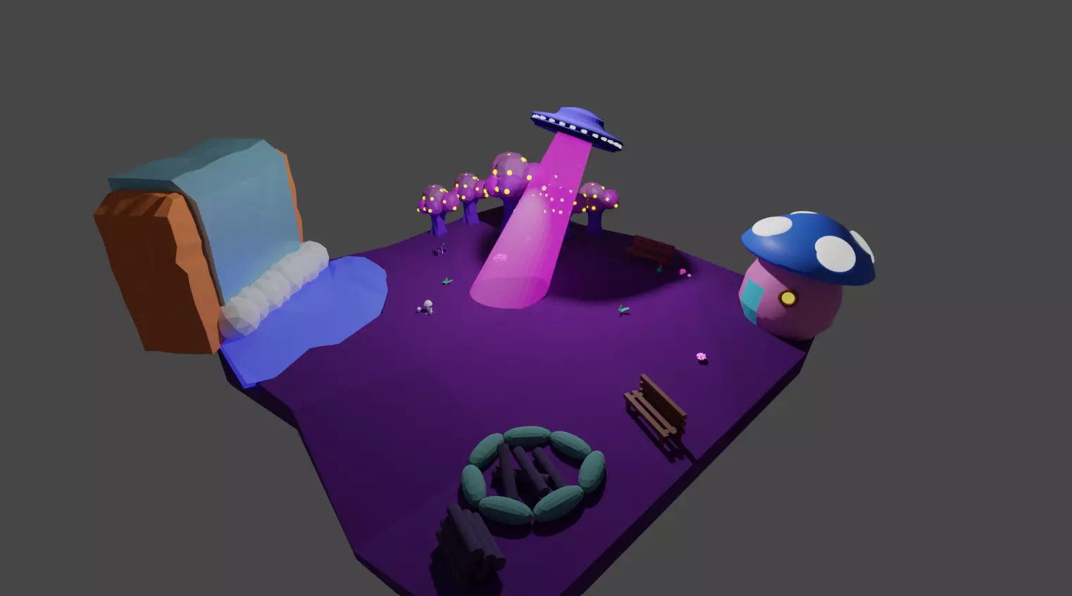 Mushroom Kingdom Low-poly 3D model