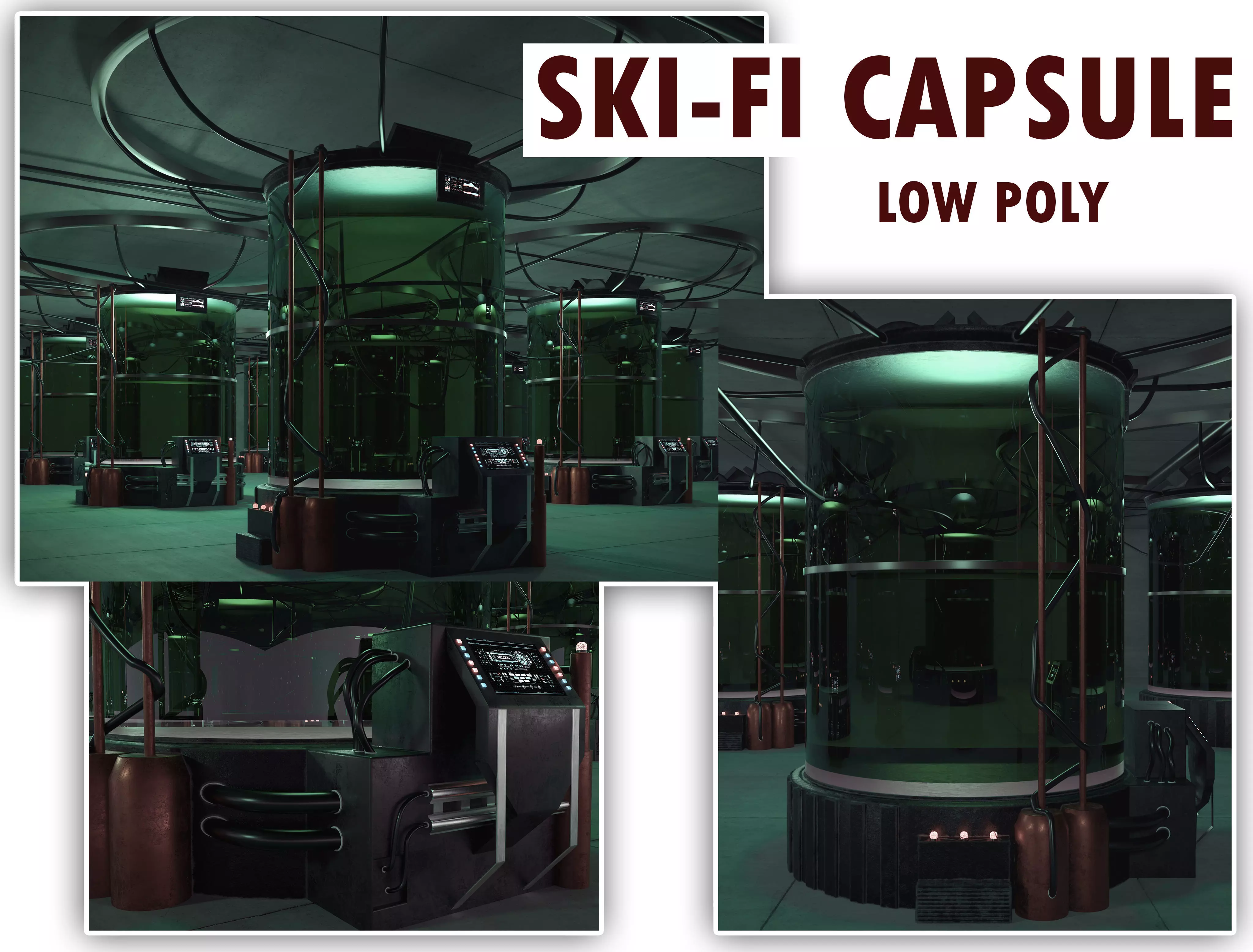 Sci-fi capsule Low-poly 3D model_0