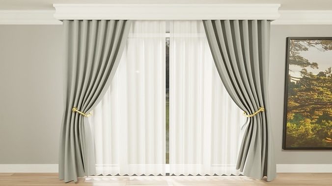 Curtains modern interior - model 2 - 3D model Free 3D model