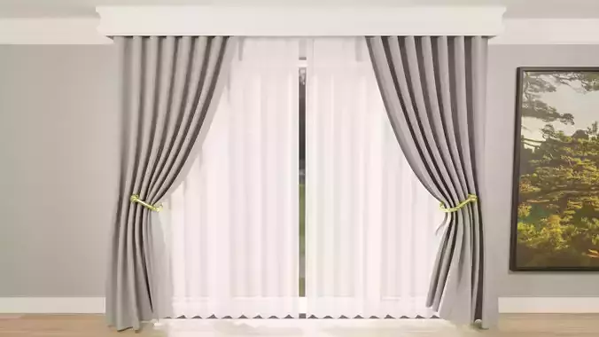 Curtains modern interior - model 2 - 3D model