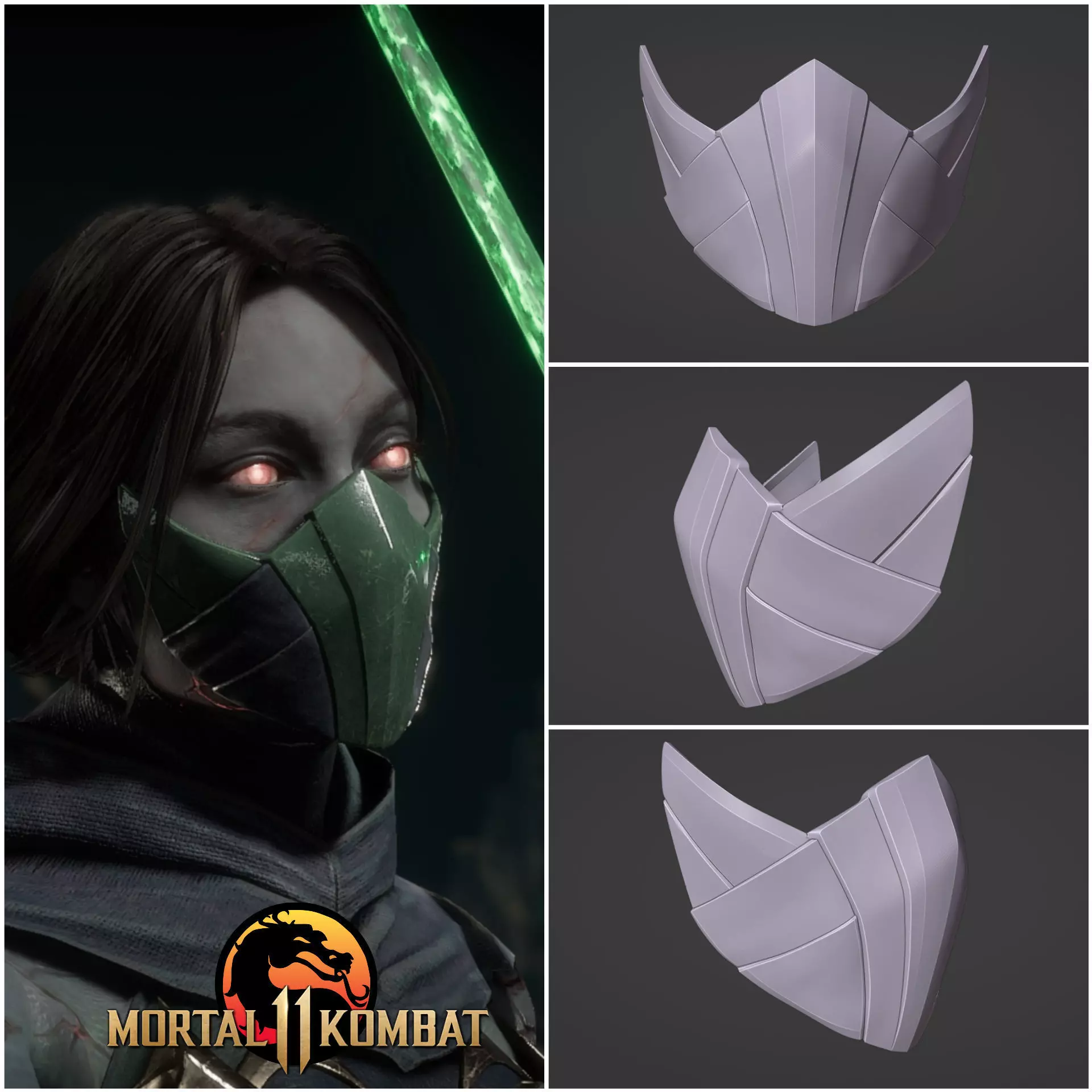Jade mask - Combat courtier 3D print model_0
