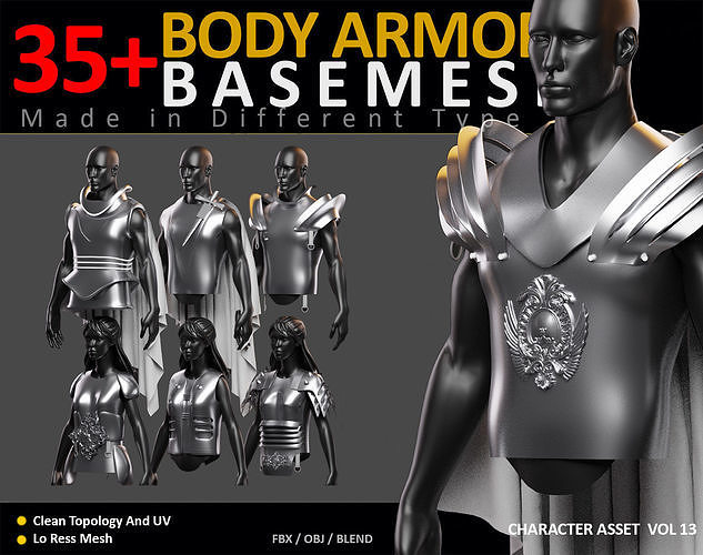 35 Body Armors Basemesh q Low-poly 3D model