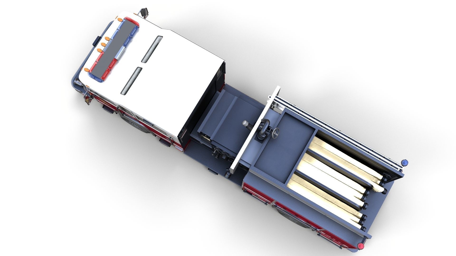 American Fire Truck Low-poly 3D model_5